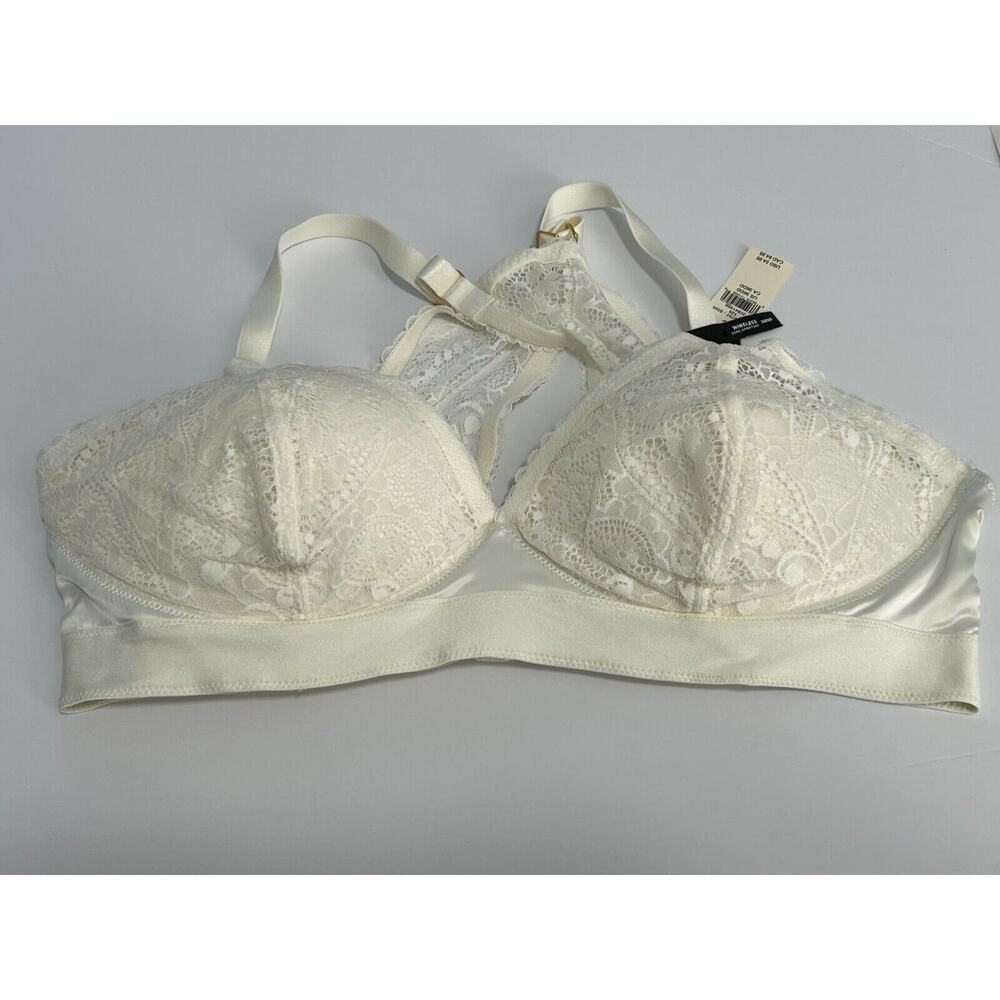 NWT Aerie Women's Cream Floral Lace Real Power Wireless Push Up Bra‎ Size 38DD